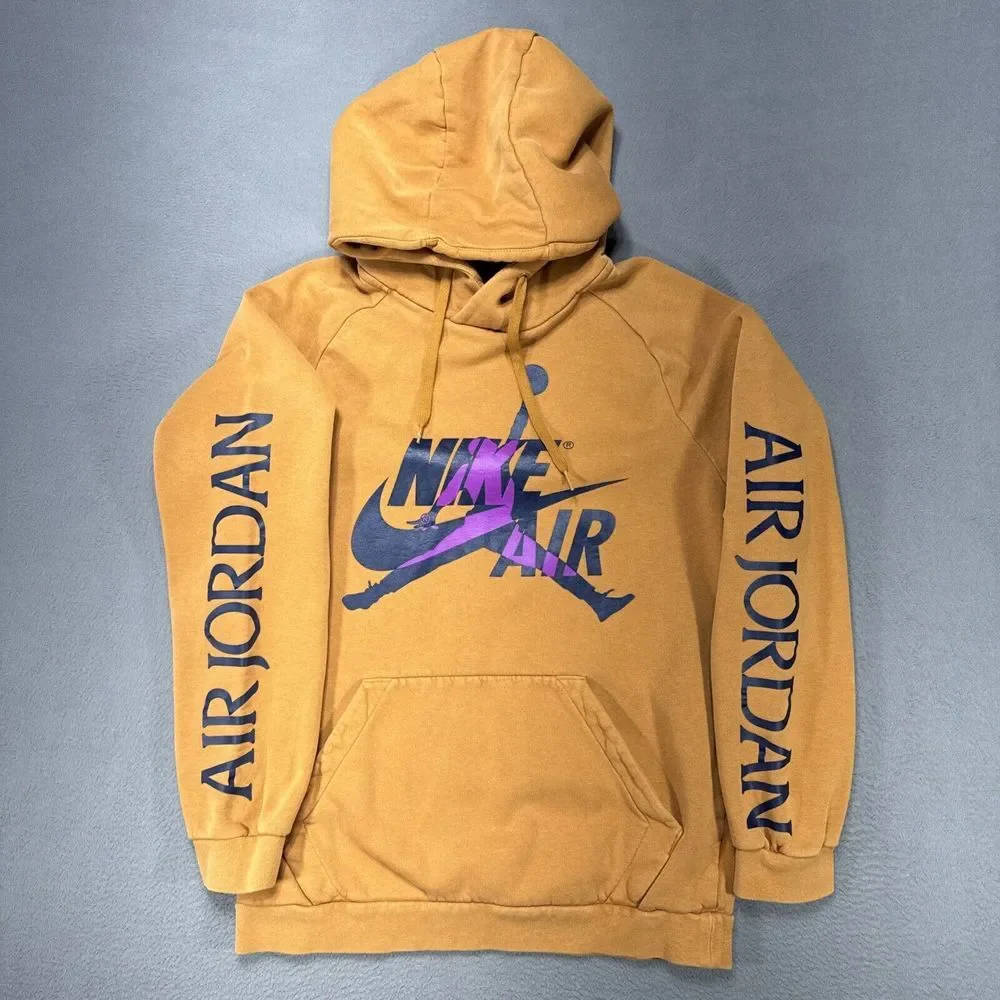 Nike Air Jordan Jumpman‎ Classic Pullover Hoodie Sz Small Wheat Retro BV6010-754